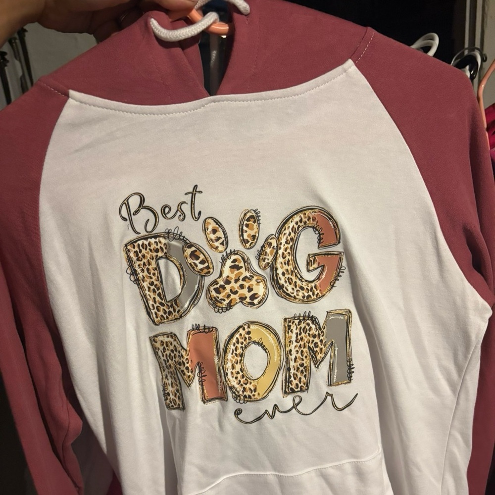 Best Dog Mom Ever Hoodie - White and Pink